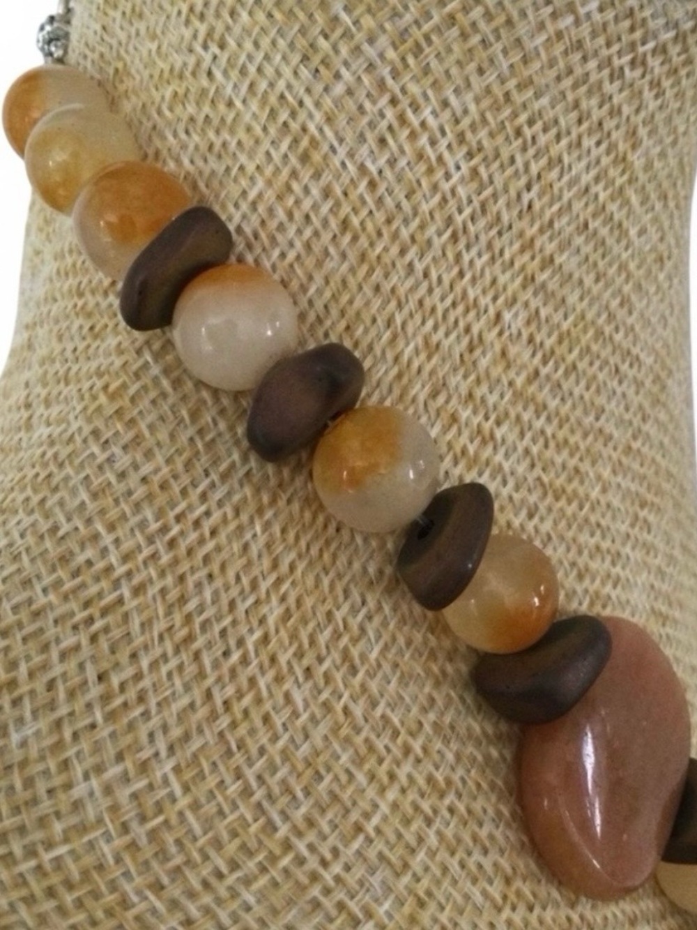 Artisan Mixed‑Stone Necklace with Fire Quartz & Serpentine – 31” - Picture 12 of 15
